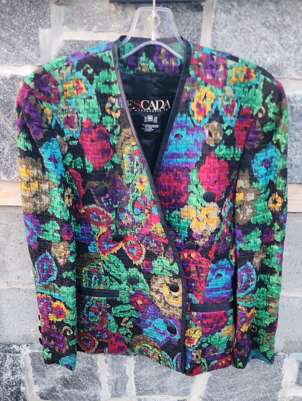 Escada By Margaretha Ley Floral Wool Silk Blend Blazer Size 36